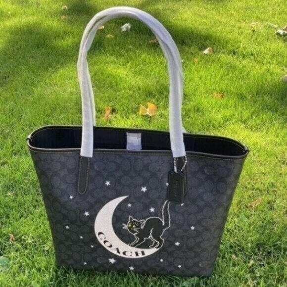 Coach City Tote In Signature Canvas With Halloween Graphic